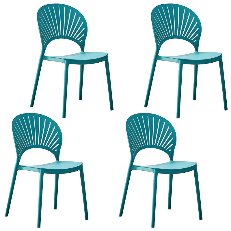 Modern Stackable Chair Dining Armless Open Back Chairs with Plastic Legs for Kitchen Blue 4 Piece Set Clearhalo ' kitchen&dining_furn' 'Dining Chairs' 'Dining Tables & Seating' 'dining_chair' 'furn' 'furn_dining_chair' 'Furniture' 'furniture_dining_chair' 'Kitchen & Dining Furniture' 'kitchen' 4694416