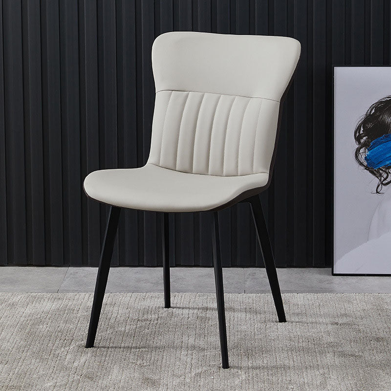 Contemporary Dining Chairs Armless Chair with Metal Legs for Kitchen Cream Gray 1 Piece Clearhalo ' kitchen&dining_furn' 'Dining Chairs' 'Dining Tables & Seating' 'dining_chair' 'furn' 'furn_dining_chair' 'Furniture' 'furniture_dining_chair' 'Kitchen & Dining Furniture' 'kitchen' 4694444