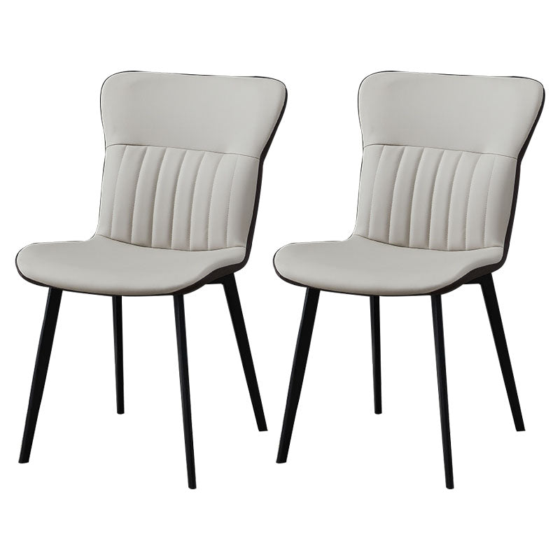 Contemporary Dining Chairs Armless Chair with Metal Legs for Kitchen Cream Gray 2 Piece Set Clearhalo ' kitchen&dining_furn' 'Dining Chairs' 'Dining Tables & Seating' 'dining_chair' 'furn' 'furn_dining_chair' 'Furniture' 'furniture_dining_chair' 'Kitchen & Dining Furniture' 'kitchen' 4694445