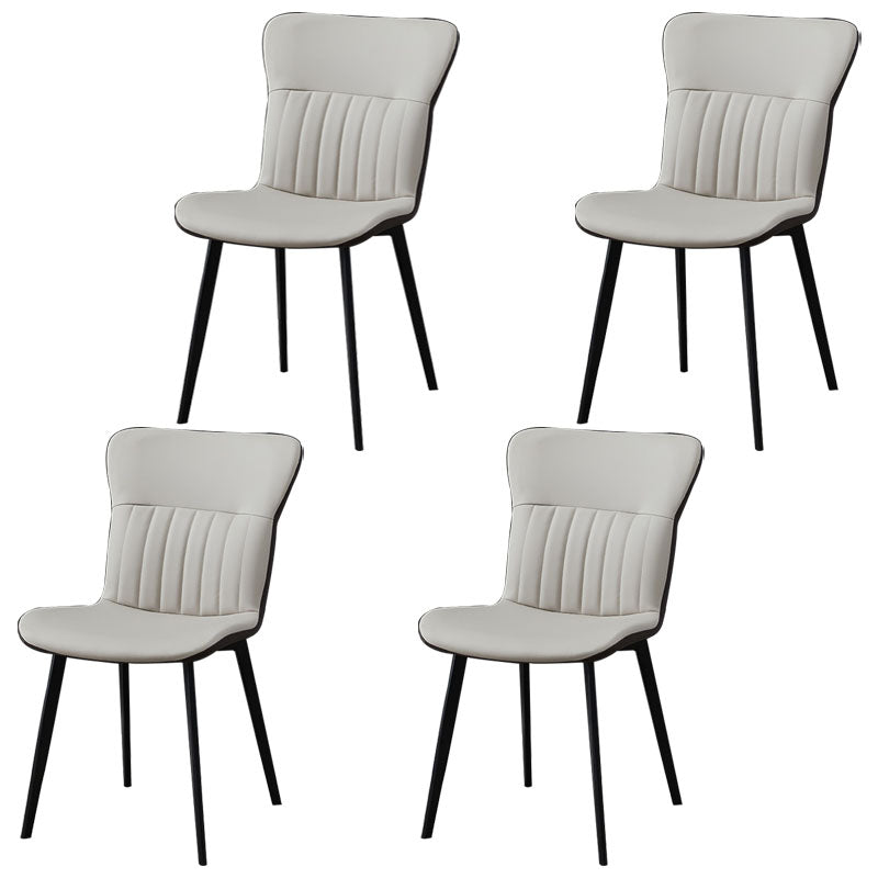 Contemporary Dining Chairs Armless Chair with Metal Legs for Kitchen Cream Gray 4 Piece Set Clearhalo ' kitchen&dining_furn' 'Dining Chairs' 'Dining Tables & Seating' 'dining_chair' 'furn' 'furn_dining_chair' 'Furniture' 'furniture_dining_chair' 'Kitchen & Dining Furniture' 'kitchen' 4694447