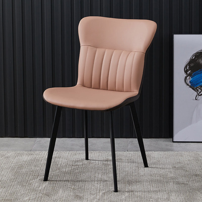 Contemporary Dining Chairs Armless Chair with Metal Legs for Kitchen Orange 1 Piece Clearhalo ' kitchen&dining_furn' 'Dining Chairs' 'Dining Tables & Seating' 'dining_chair' 'furn' 'furn_dining_chair' 'Furniture' 'furniture_dining_chair' 'Kitchen & Dining Furniture' 'kitchen' 4694449