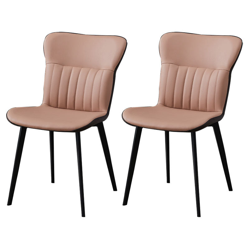 Contemporary Dining Chairs Armless Chair with Metal Legs for Kitchen Orange 2 Piece Set Clearhalo ' kitchen&dining_furn' 'Dining Chairs' 'Dining Tables & Seating' 'dining_chair' 'furn' 'furn_dining_chair' 'Furniture' 'furniture_dining_chair' 'Kitchen & Dining Furniture' 'kitchen' 4694452