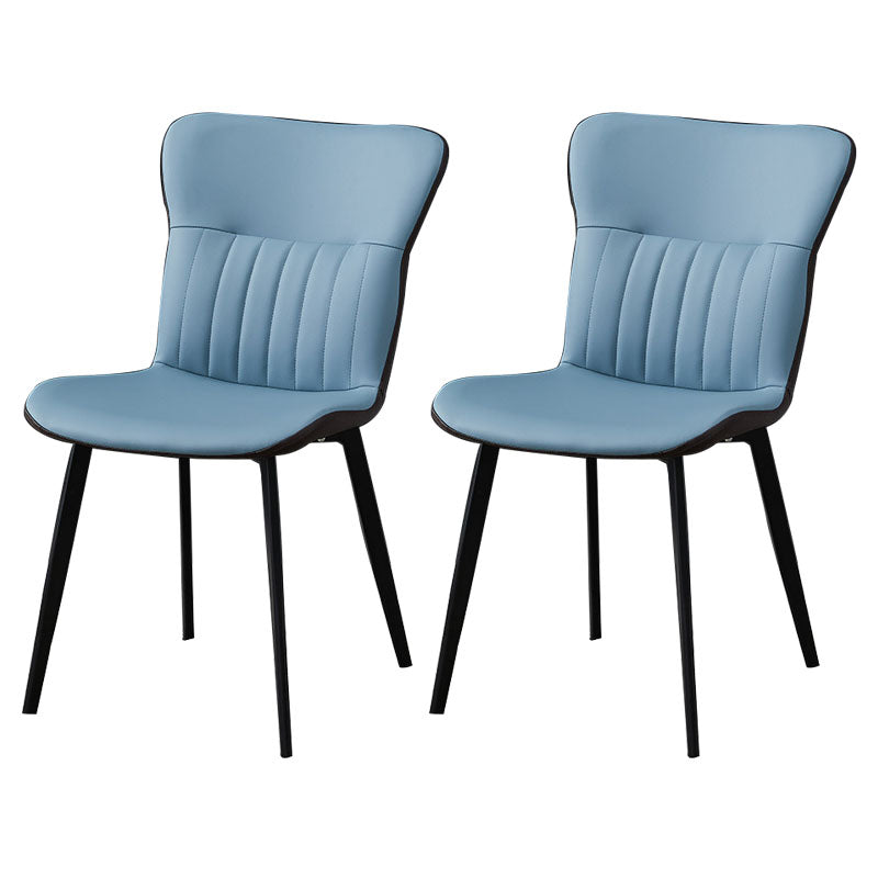 Contemporary Dining Chairs Armless Chair with Metal Legs for Kitchen Blue 2 Piece Set Clearhalo ' kitchen&dining_furn' 'Dining Chairs' 'Dining Tables & Seating' 'dining_chair' 'furn' 'furn_dining_chair' 'Furniture' 'furniture_dining_chair' 'Kitchen & Dining Furniture' 'kitchen' 4694457
