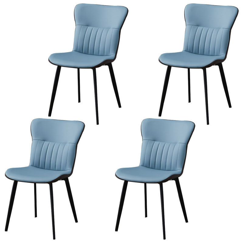 Contemporary Dining Chairs Armless Chair with Metal Legs for Kitchen Blue 4 Piece Set Clearhalo ' kitchen&dining_furn' 'Dining Chairs' 'Dining Tables & Seating' 'dining_chair' 'furn' 'furn_dining_chair' 'Furniture' 'furniture_dining_chair' 'Kitchen & Dining Furniture' 'kitchen' 4694460