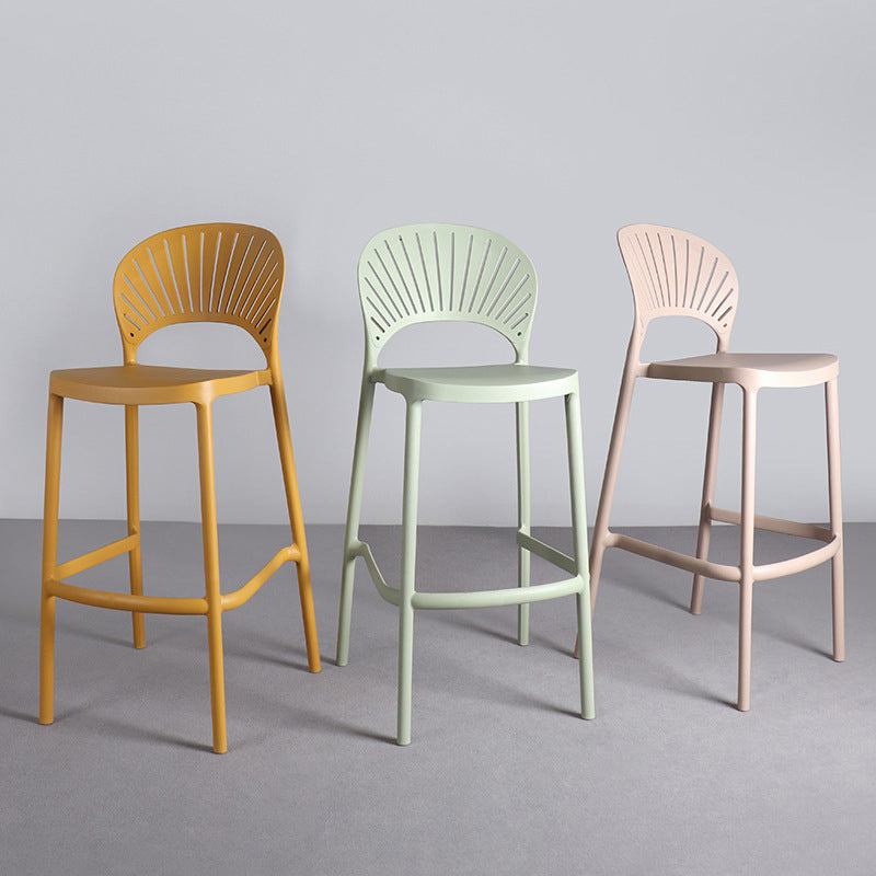 Nordic Style Plastic Stackable Bar Stools for Home Use Armless Low Back Stools Clearhalo 'Bar Furniture' 'Bar Stools' 'bar_stools' 'furn' 'furn_bar_stools' 'furniture_bar_stools' 'Kitchen & Dining Furniture' 'kitchen&dining_furn' 'kitchen' 'kitchen_furn' Furniture' 4696798