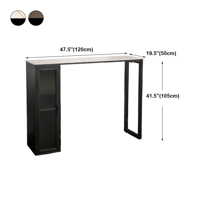 Marble Patio Bar Table with Rectangle Table Top Double Pedestal Table - 41.3" H Clearhalo 'Bar Furniture' 'Bar Tables' 'bar_tables' 'furn' 'furn_bar_tables' 'Furniture' 'furniture_bar_tables' 'Kitchen & Dining Furniture' 4696830