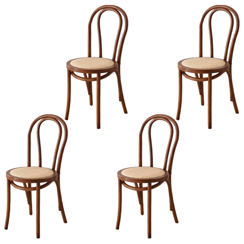 Traditional Wood Dining Kitchen Room Side Chair Windsor Back Chair Walnut Wicker & Rattan 4 Piece Set Clearhalo ' kitchen&dining_furn' 'Dining Chairs' 'Dining Tables & Seating' 'dining_chair' 'furn' 'furn_dining_chair' 'Furniture' 'furniture_dining_chair' 'Kitchen & Dining Furniture' 'kitchen' 4696848