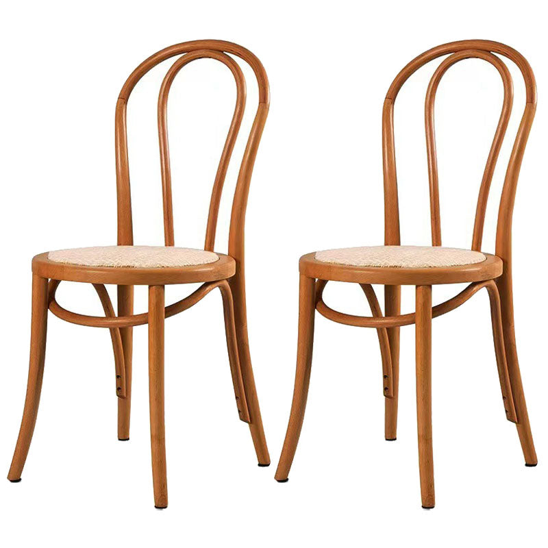 Traditional Wood Dining Kitchen Room Side Chair Windsor Back Chair Khaki Wicker & Rattan 2 Piece Set Clearhalo ' kitchen&dining_furn' 'Dining Chairs' 'Dining Tables & Seating' 'dining_chair' 'furn' 'furn_dining_chair' 'Furniture' 'furniture_dining_chair' 'Kitchen & Dining Furniture' 'kitchen' 4696859