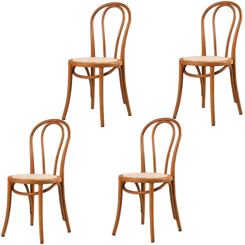 Traditional Wood Dining Kitchen Room Side Chair Windsor Back Chair Khaki Wicker & Rattan 4 Piece Set Clearhalo ' kitchen&dining_furn' 'Dining Chairs' 'Dining Tables & Seating' 'dining_chair' 'furn' 'furn_dining_chair' 'Furniture' 'furniture_dining_chair' 'Kitchen & Dining Furniture' 'kitchen' 4696860