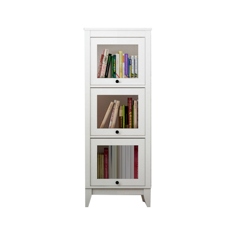 Contemporary Manufactured Wood Vertical Bookcase with Glass Doors 23.6"L x 13.9"W x 52.1"H White Clearhalo 'Bookcases' 'furn' 'furn_bookcases' 'Furniture' 'furniture_bookcases' 'kitchen' 'kitchen_bookcases' 'Living Room Furniture' 'Office Furniture' 4697650