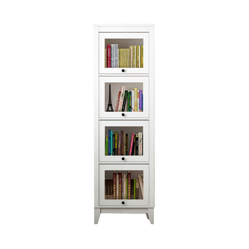 Contemporary Manufactured Wood Vertical Bookcase with Glass Doors 23.6"L x 13.9"W x 66.8"H White Clearhalo 'Bookcases' 'furn' 'furn_bookcases' 'Furniture' 'furniture_bookcases' 'kitchen' 'kitchen_bookcases' 'Living Room Furniture' 'Office Furniture' 4697652