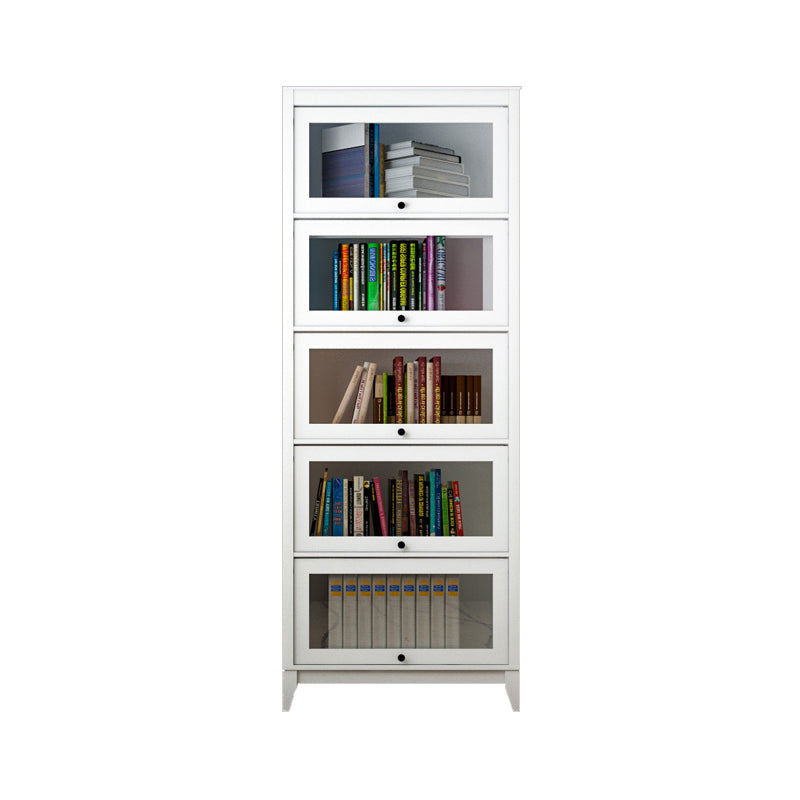 Contemporary Manufactured Wood Vertical Bookcase with Glass Doors 23.6"L x 13.9"W x 81.5"H White Clearhalo 'Bookcases' 'furn' 'furn_bookcases' 'Furniture' 'furniture_bookcases' 'kitchen' 'kitchen_bookcases' 'Living Room Furniture' 'Office Furniture' 4697654