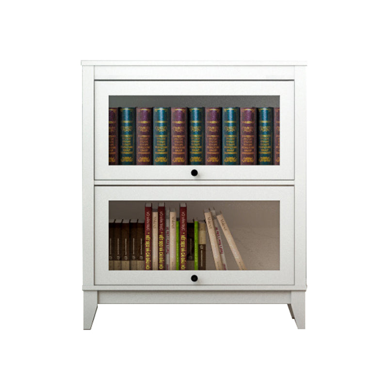 Contemporary Manufactured Wood Vertical Bookcase with Glass Doors 31.5"L x 13.9"W x 37.4"H White Clearhalo 'Bookcases' 'furn' 'furn_bookcases' 'Furniture' 'furniture_bookcases' 'kitchen' 'kitchen_bookcases' 'Living Room Furniture' 'Office Furniture' 4697656