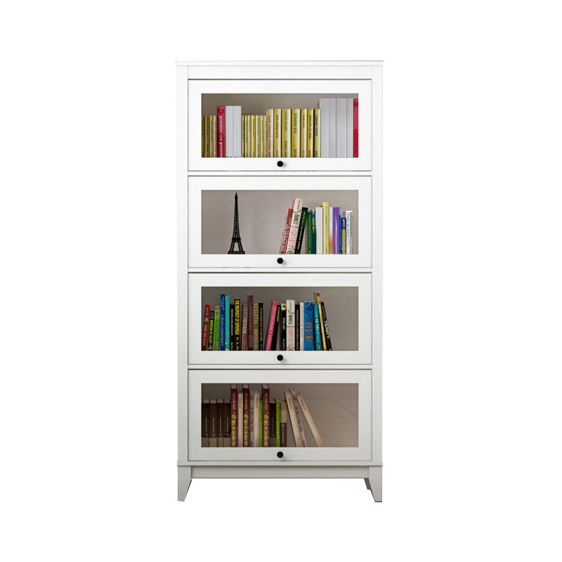 Contemporary Manufactured Wood Vertical Bookcase with Glass Doors 31.5"L x 13.9"W x 66.8"H White Clearhalo 'Bookcases' 'furn' 'furn_bookcases' 'Furniture' 'furniture_bookcases' 'kitchen' 'kitchen_bookcases' 'Living Room Furniture' 'Office Furniture' 4697661