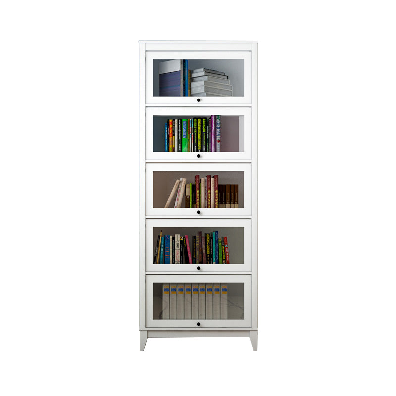 Contemporary Manufactured Wood Vertical Bookcase with Glass Doors 31.5"L x 13.9"W x 81.5"H White Clearhalo 'Bookcases' 'furn' 'furn_bookcases' 'Furniture' 'furniture_bookcases' 'kitchen' 'kitchen_bookcases' 'Living Room Furniture' 'Office Furniture' 4697663