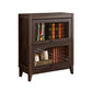 Contemporary Manufactured Wood Vertical Bookcase with Glass Doors 31.5"L x 13.9"W x 37.4"H Walnut Clearhalo 'Bookcases' 'furn' 'furn_bookcases' 'Furniture' 'furniture_bookcases' 'kitchen' 'kitchen_bookcases' 'Living Room Furniture' 'Office Furniture' 4697672