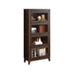 Contemporary Manufactured Wood Vertical Bookcase with Glass Doors 31.5"L x 13.9"W x 66.8"H Walnut Clearhalo 'Bookcases' 'furn' 'furn_bookcases' 'Furniture' 'furniture_bookcases' 'kitchen' 'kitchen_bookcases' 'Living Room Furniture' 'Office Furniture' 4697676