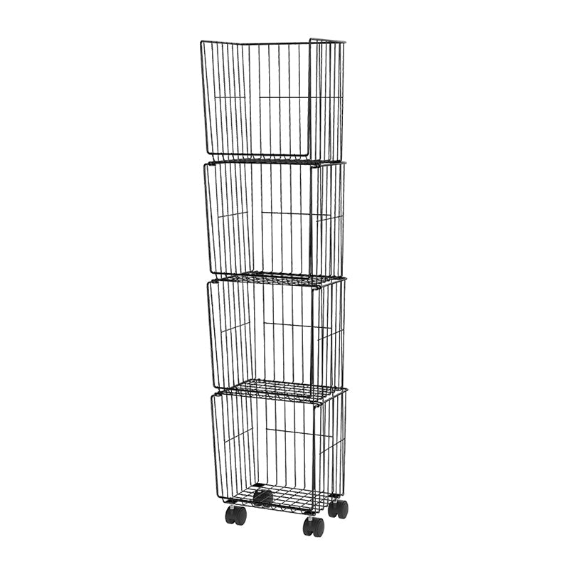 9.5" W Bookshelf Contemporary Style Bookcase with Casters for Home and Study Room 12.4"L x 9.4"W x 52.8"H Black Clearhalo 'Bookcases' 'furn' 'furn_bookcases' 'Furniture' 'furniture_bookcases' 'kitchen' 'kitchen_bookcases' 'Living Room Furniture' 'Office Furniture' 4697717