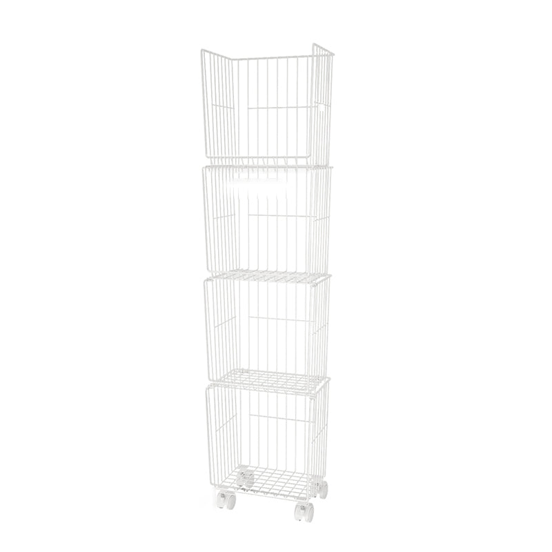 9.5" W Bookshelf Contemporary Style Bookcase with Casters for Home and Study Room 12.4"L x 9.4"W x 52.8"H White Clearhalo 'Bookcases' 'furn' 'furn_bookcases' 'Furniture' 'furniture_bookcases' 'kitchen' 'kitchen_bookcases' 'Living Room Furniture' 'Office Furniture' 4697722