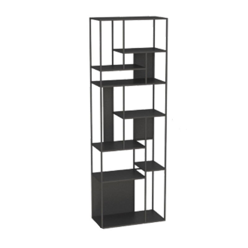 Modern Open Bookcase with Metal Rectangular Shelves for Office 24"L x 10"W x 71"H Black Clearhalo 'Bookcases' 'furn' 'furn_bookcases' 'Furniture' 'furniture_bookcases' 'kitchen' 'kitchen_bookcases' 'Living Room Furniture' 'Office Furniture' 4697871