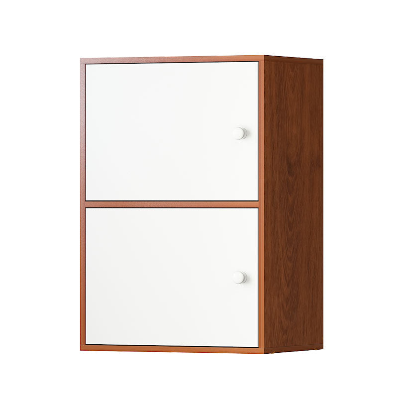 Manufactured Wood Standard Bookcase Contemporary Vertical Shelf with Cabinets 16.5"L x 11.8"W x 23.9"H White-Wood Clearhalo 'Bookcases' 'furn' 'furn_bookcases' 'Furniture' 'furniture_bookcases' 'kitchen' 'kitchen_bookcases' 'Living Room Furniture' 'Office Furniture' 4697881