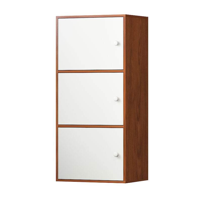 Manufactured Wood Standard Bookcase Contemporary Vertical Shelf with Cabinets 16.5"L x 11.8"W x 35.6"H White-Wood Clearhalo 'Bookcases' 'furn' 'furn_bookcases' 'Furniture' 'furniture_bookcases' 'kitchen' 'kitchen_bookcases' 'Living Room Furniture' 'Office Furniture' 4697883