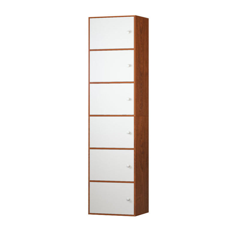 Manufactured Wood Standard Bookcase Contemporary Vertical Shelf with Cabinets 16.5"L x 11.8"W x 70.9"H White-Wood Clearhalo 'Bookcases' 'furn' 'furn_bookcases' 'Furniture' 'furniture_bookcases' 'kitchen' 'kitchen_bookcases' 'Living Room Furniture' 'Office Furniture' 4697889