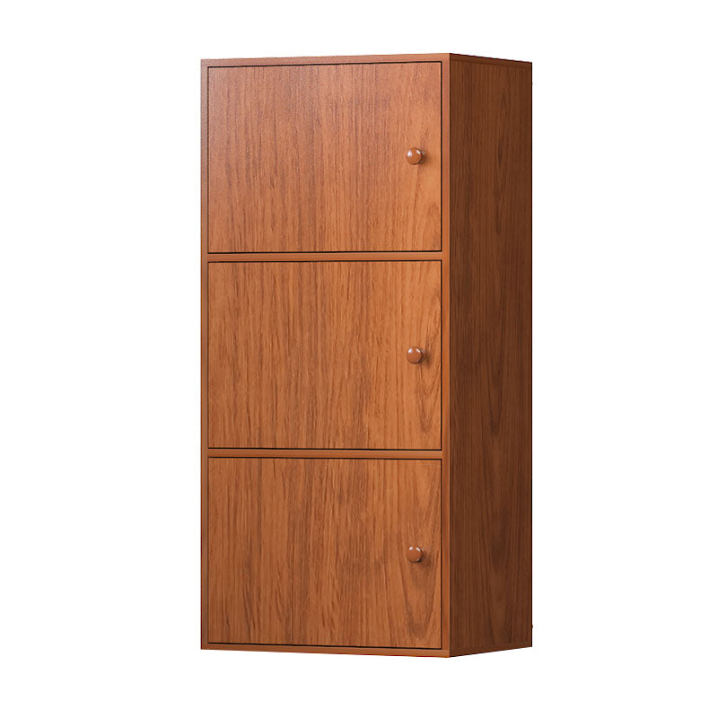 Manufactured Wood Standard Bookcase Contemporary Vertical Shelf with Cabinets 16.5"L x 11.8"W x 35.6"H Cherry Wood Clearhalo 'Bookcases' 'furn' 'furn_bookcases' 'Furniture' 'furniture_bookcases' 'kitchen' 'kitchen_bookcases' 'Living Room Furniture' 'Office Furniture' 4697891