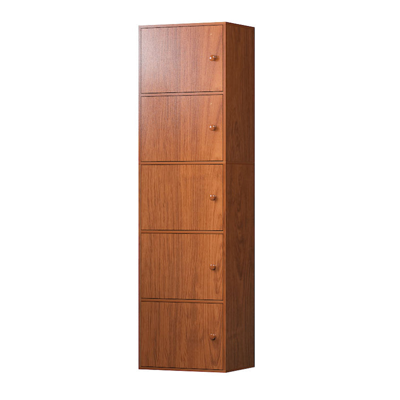 Manufactured Wood Standard Bookcase Contemporary Vertical Shelf with Cabinets 16.5"L x 11.8"W x 59.1"H Cherry Wood Clearhalo 'Bookcases' 'furn' 'furn_bookcases' 'Furniture' 'furniture_bookcases' 'kitchen' 'kitchen_bookcases' 'Living Room Furniture' 'Office Furniture' 4697895