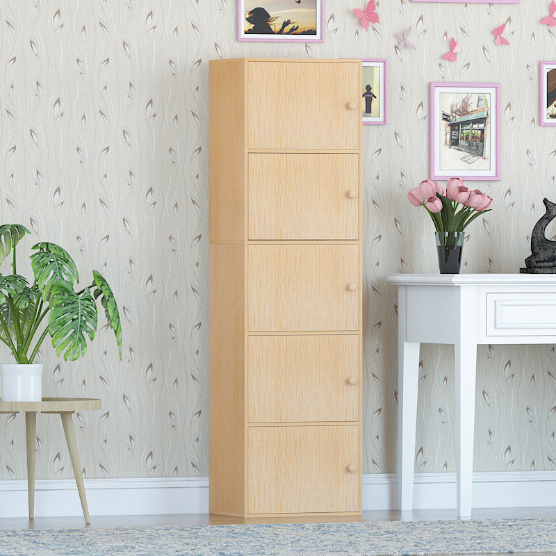 Manufactured Wood Standard Bookcase Contemporary Vertical Shelf with Cabinets 16.5"L x 11.8"W x 59.1"H Natural Clearhalo 'Bookcases' 'furn' 'furn_bookcases' 'Furniture' 'furniture_bookcases' 'kitchen' 'kitchen_bookcases' 'Living Room Furniture' 'Office Furniture' 4697897