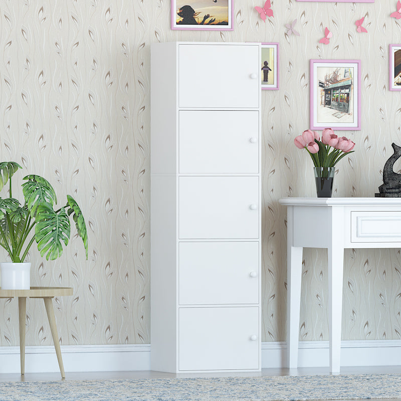 Manufactured Wood Standard Bookcase Contemporary Vertical Shelf with Cabinets 16.5"L x 11.8"W x 59.1"H White Clearhalo 'Bookcases' 'furn' 'furn_bookcases' 'Furniture' 'furniture_bookcases' 'kitchen' 'kitchen_bookcases' 'Living Room Furniture' 'Office Furniture' 4697899