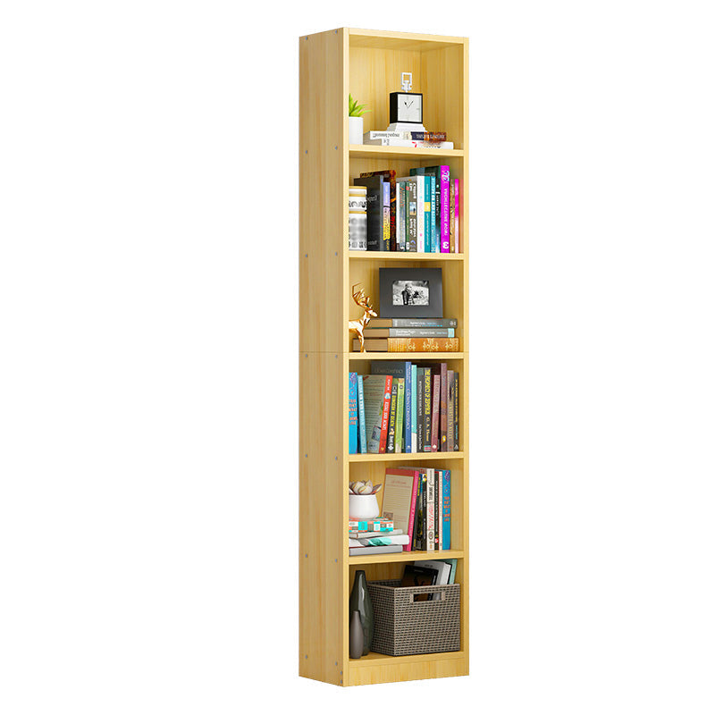 Modern Style Wooden Bookshelf Standard Closed Back Shelf Bookcase 15.7"L x 9.4"W x 69.7"H Natural Clearhalo 'Bookcases' 'furn' 'furn_bookcases' 'Furniture' 'furniture_bookcases' 'kitchen' 'kitchen_bookcases' 'Living Room Furniture' 'Office Furniture' 4697915