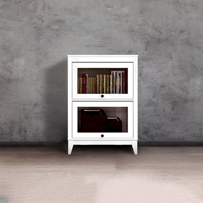 Wood Barrister Bookcase Contemporary Vertical Book Shelf with Doors 23.6"L x 13.8"W x 37.4"H White Clearhalo 'Bookcases' 'furn' 'furn_bookcases' 'Furniture' 'furniture_bookcases' 'kitchen' 'kitchen_bookcases' 'Living Room Furniture' 'Office Furniture' 4697931