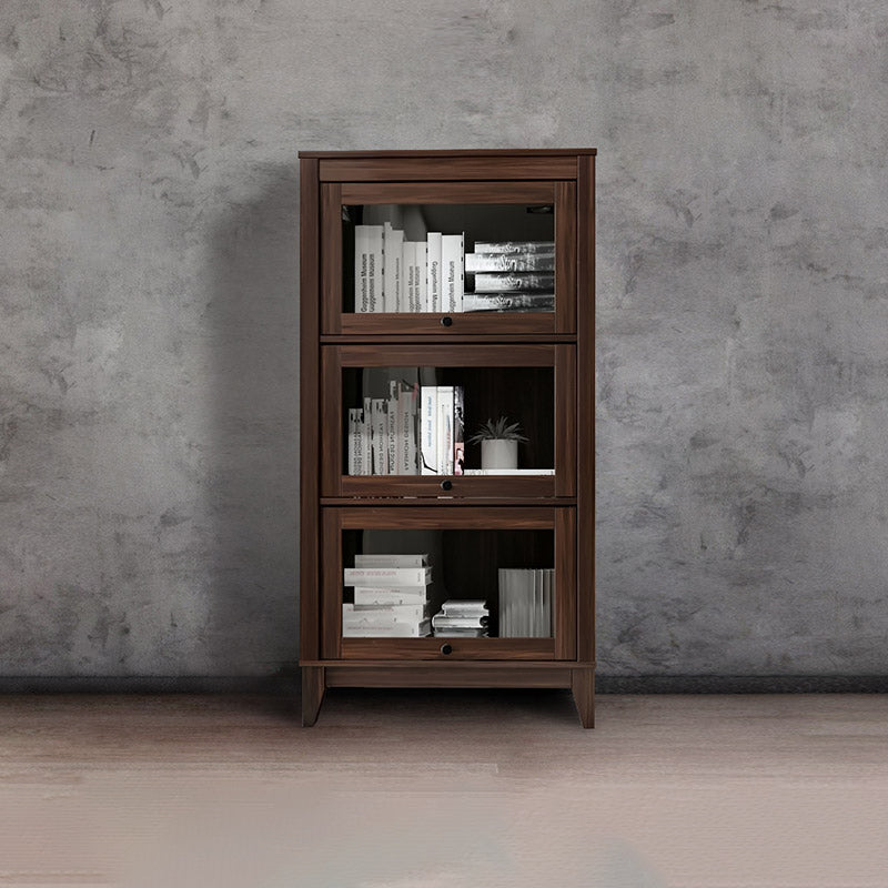 Wood Barrister Bookcase Contemporary Vertical Book Shelf with Doors 23.6"L x 13.8"W x 52.4"H Brown Clearhalo 'Bookcases' 'furn' 'furn_bookcases' 'Furniture' 'furniture_bookcases' 'kitchen' 'kitchen_bookcases' 'Living Room Furniture' 'Office Furniture' 4697933
