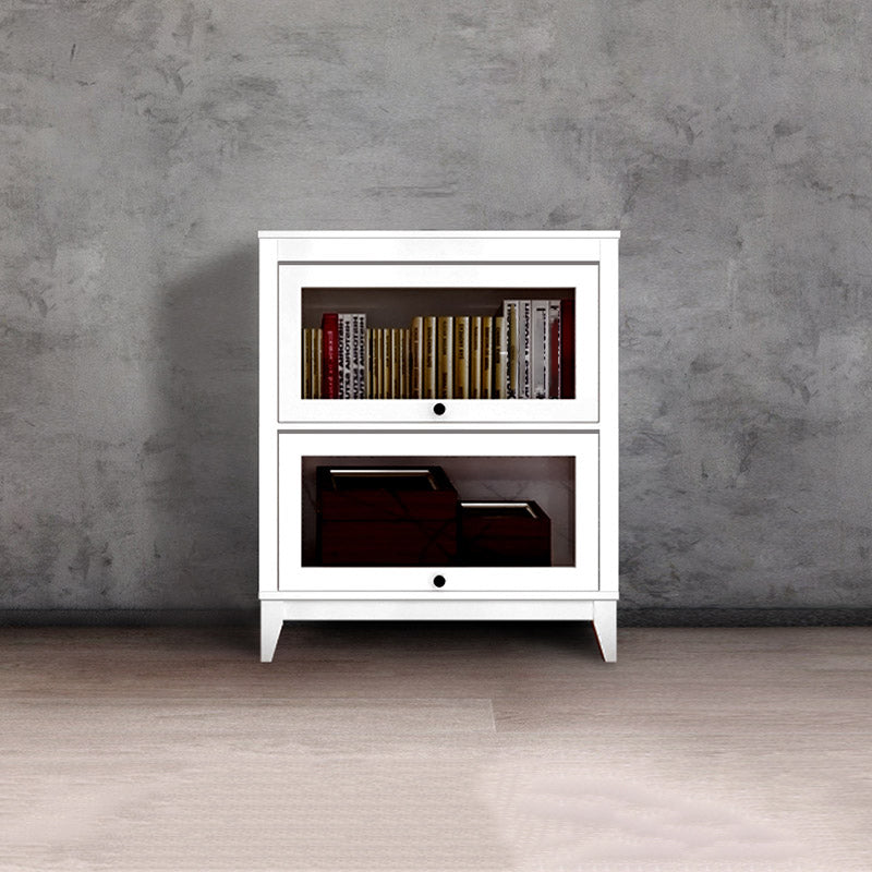 Wood Barrister Bookcase Contemporary Vertical Book Shelf with Doors 31"L x 14"W x 37"H White Clearhalo 'Bookcases' 'furn' 'furn_bookcases' 'Furniture' 'furniture_bookcases' 'kitchen' 'kitchen_bookcases' 'Living Room Furniture' 'Office Furniture' 4697934