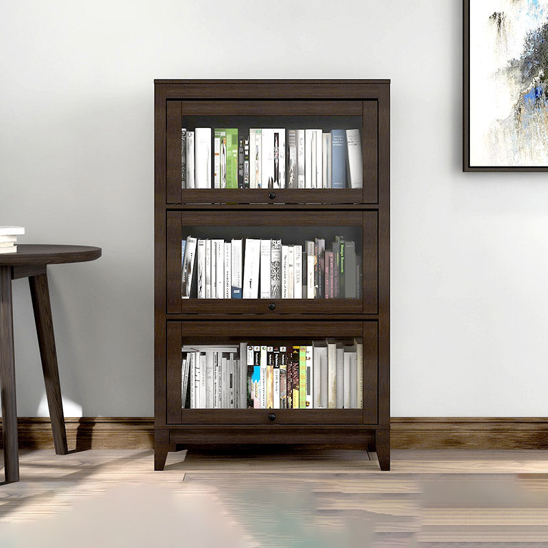Wood Barrister Bookcase Contemporary Vertical Book Shelf with Doors 31.5"L x 13.8"W x 52.4"H Brown Clearhalo 'Bookcases' 'furn' 'furn_bookcases' 'Furniture' 'furniture_bookcases' 'kitchen' 'kitchen_bookcases' 'Living Room Furniture' 'Office Furniture' 4697936