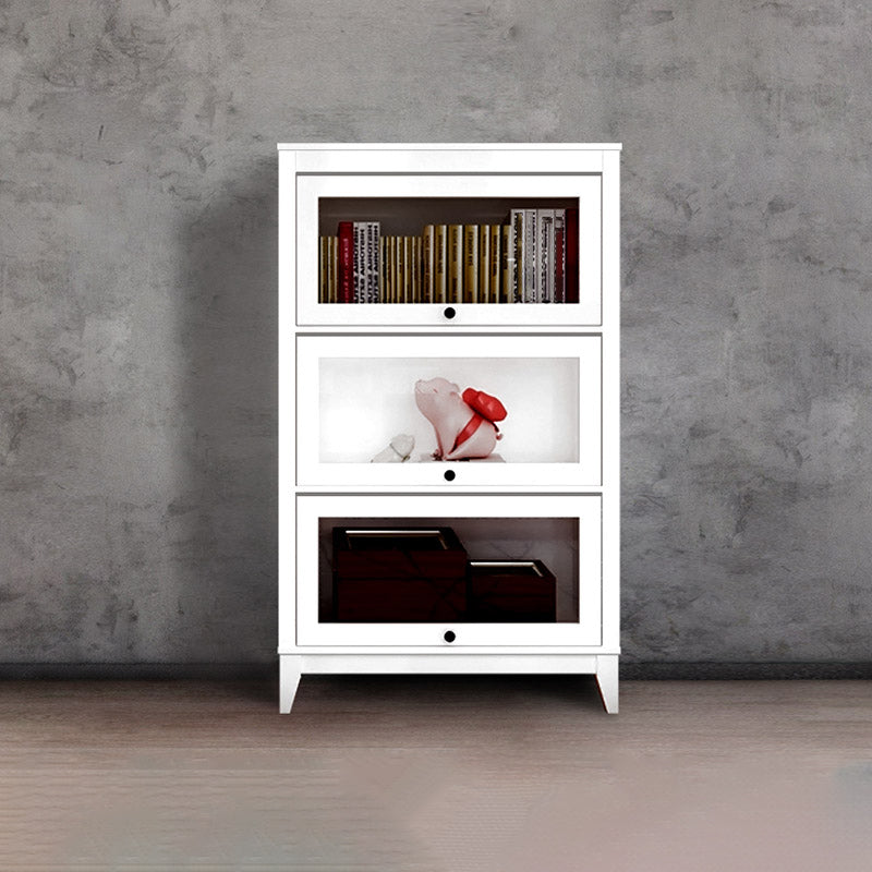 Wood Barrister Bookcase Contemporary Vertical Book Shelf with Doors 31.5"L x 13.8"W x 52.4"H White Clearhalo 'Bookcases' 'furn' 'furn_bookcases' 'Furniture' 'furniture_bookcases' 'kitchen' 'kitchen_bookcases' 'Living Room Furniture' 'Office Furniture' 4697938