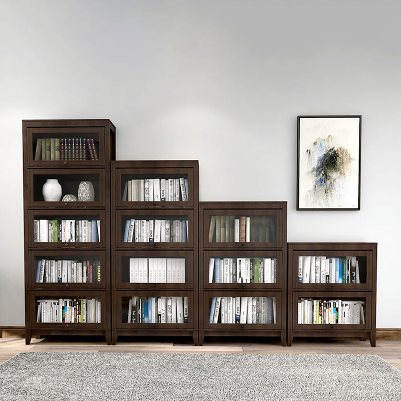 Wood Barrister Bookcase Contemporary Vertical Book Shelf with Doors Clearhalo 'Bookcases' 'furn' 'furn_bookcases' 'Furniture' 'furniture_bookcases' 'kitchen' 'kitchen_bookcases' 'Living Room Furniture' 'Office Furniture' 4697950