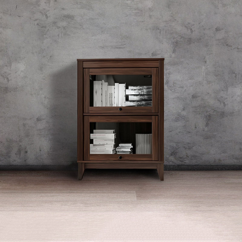 Wood Barrister Bookcase Contemporary Vertical Book Shelf with Doors 23.6"L x 13.8"W x 37.4"H Brown Clearhalo 'Bookcases' 'furn' 'furn_bookcases' 'Furniture' 'furniture_bookcases' 'kitchen' 'kitchen_bookcases' 'Living Room Furniture' 'Office Furniture' 4697952