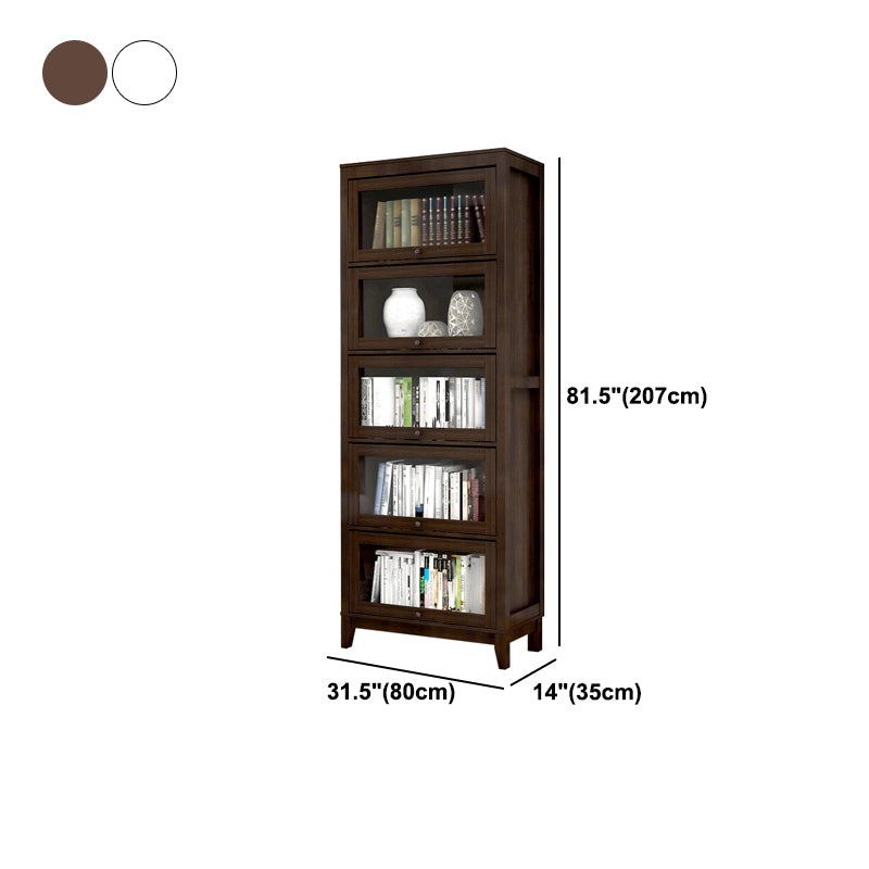Wood Barrister Bookcase Contemporary Vertical Book Shelf with Doors Clearhalo 'Bookcases' 'furn' 'furn_bookcases' 'Furniture' 'furniture_bookcases' 'kitchen' 'kitchen_bookcases' 'Living Room Furniture' 'Office Furniture' 4697953