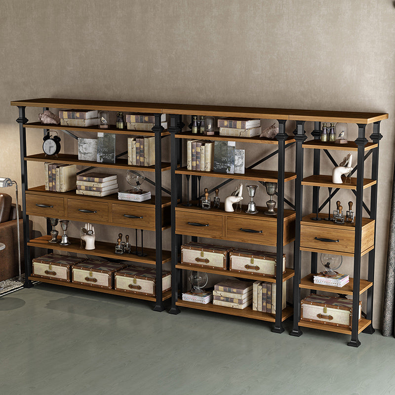 Industrial Style Bookshelf Open Shelf Bookcase with Drawer Storage Clearhalo 'Bookcases' 'furn' 'furn_bookcases' 'Furniture' 'furniture_bookcases' 'kitchen' 'kitchen_bookcases' 'Living Room Furniture' 'Office Furniture' 4698064