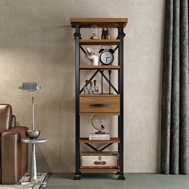 Industrial Style Bookshelf Open Shelf Bookcase with Drawer Storage Clearhalo 'Bookcases' 'furn' 'furn_bookcases' 'Furniture' 'furniture_bookcases' 'kitchen' 'kitchen_bookcases' 'Living Room Furniture' 'Office Furniture' 4698072