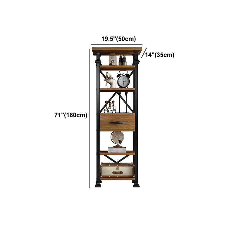 Industrial Style Bookshelf Open Shelf Bookcase with Drawer Storage Clearhalo 'Bookcases' 'furn' 'furn_bookcases' 'Furniture' 'furniture_bookcases' 'kitchen' 'kitchen_bookcases' 'Living Room Furniture' 'Office Furniture' 4698073