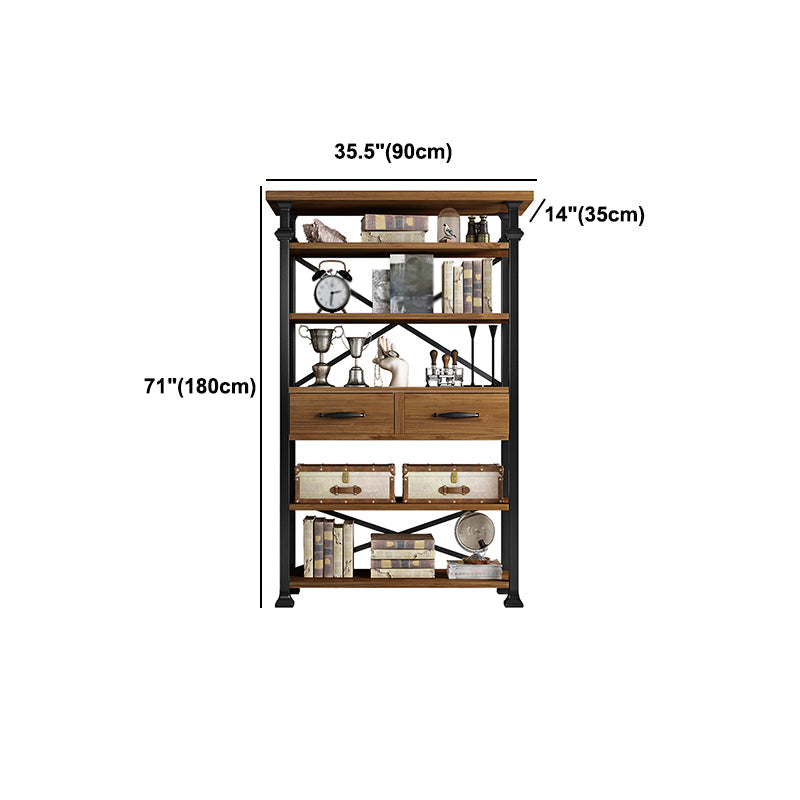 Industrial Style Bookshelf Open Shelf Bookcase with Drawer Storage Clearhalo 'Bookcases' 'furn' 'furn_bookcases' 'Furniture' 'furniture_bookcases' 'kitchen' 'kitchen_bookcases' 'Living Room Furniture' 'Office Furniture' 4698077