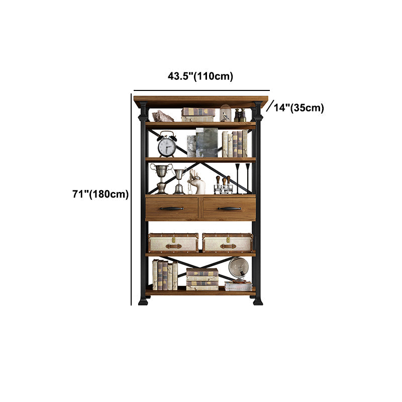 Industrial Style Bookshelf Open Shelf Bookcase with Drawer Storage Clearhalo 'Bookcases' 'furn' 'furn_bookcases' 'Furniture' 'furniture_bookcases' 'kitchen' 'kitchen_bookcases' 'Living Room Furniture' 'Office Furniture' 4698079