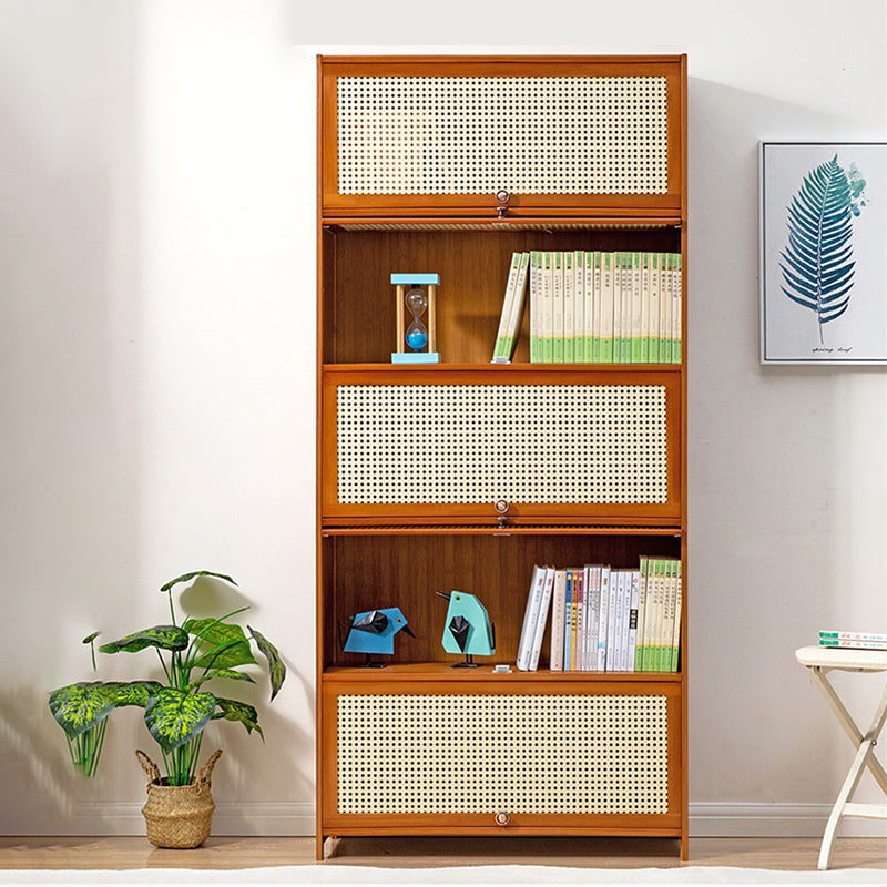 Brown Color Barrister Bookcase Contemporary Bamboo Bookcase for Home Office Clearhalo 'Bookcases' 'furn' 'furn_bookcases' 'Furniture' 'furniture_bookcases' 'kitchen' 'kitchen_bookcases' 'Living Room Furniture' 'Office Furniture' 4698087