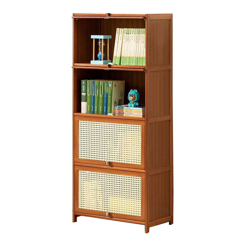 Brown Color Barrister Bookcase Contemporary Bamboo Bookcase for Home Office 23.6"L x 12.6"W x 55.1"H Clearhalo 'Bookcases' 'furn' 'furn_bookcases' 'Furniture' 'furniture_bookcases' 'kitchen' 'kitchen_bookcases' 'Living Room Furniture' 'Office Furniture' 4698100