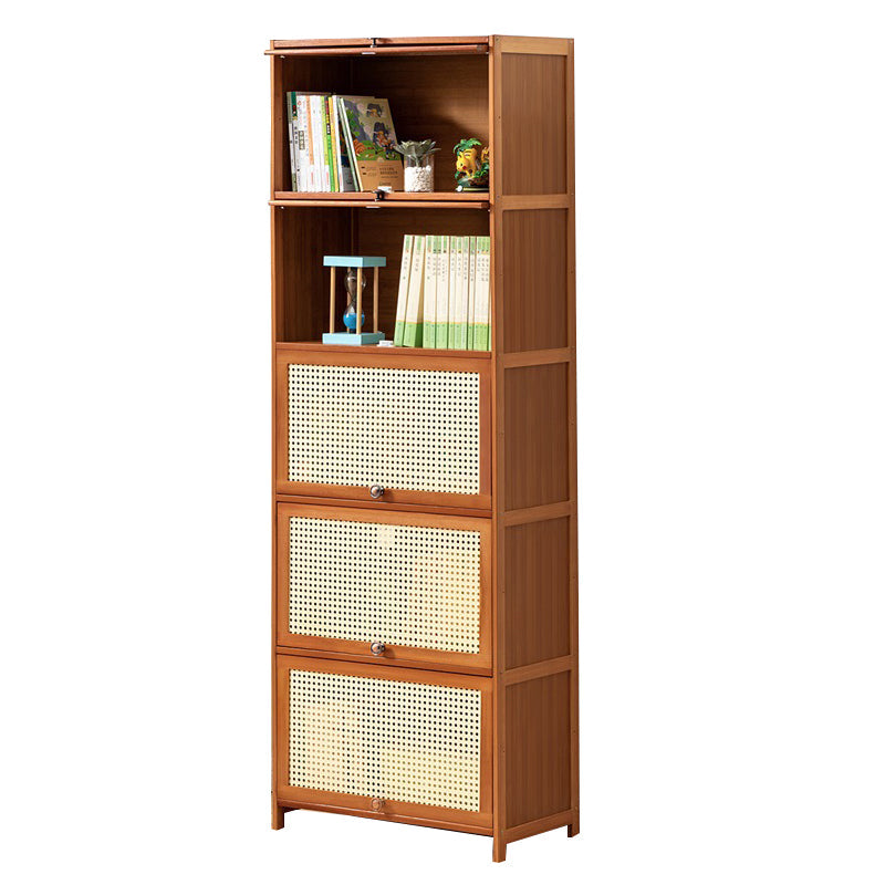 Brown Color Barrister Bookcase Contemporary Bamboo Bookcase for Home Office 23.6"L x 12.6"W x 67.7"H Clearhalo 'Bookcases' 'furn' 'furn_bookcases' 'Furniture' 'furniture_bookcases' 'kitchen' 'kitchen_bookcases' 'Living Room Furniture' 'Office Furniture' 4698105