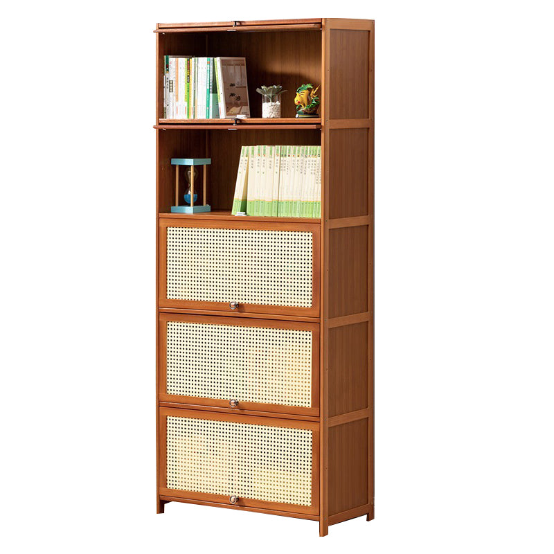Brown Color Barrister Bookcase Contemporary Bamboo Bookcase for Home Office 27.6"L x 12.6"W x 67.7"H Clearhalo 'Bookcases' 'furn' 'furn_bookcases' 'Furniture' 'furniture_bookcases' 'kitchen' 'kitchen_bookcases' 'Living Room Furniture' 'Office Furniture' 4698108