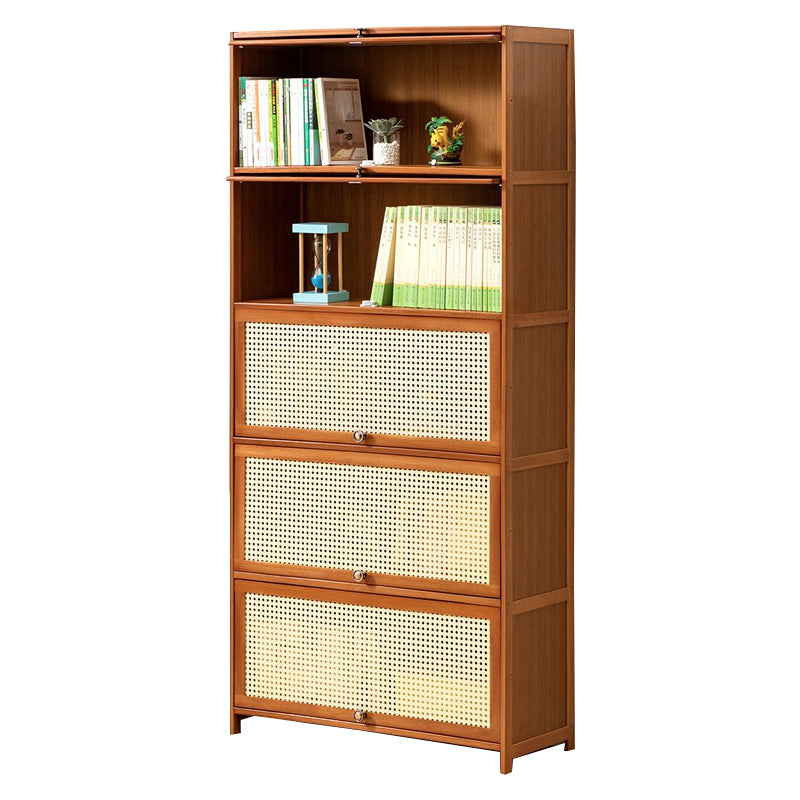 Brown Color Barrister Bookcase Contemporary Bamboo Bookcase for Home Office 31.5"L x 12.6"W x 67.7"H Clearhalo 'Bookcases' 'furn' 'furn_bookcases' 'Furniture' 'furniture_bookcases' 'kitchen' 'kitchen_bookcases' 'Living Room Furniture' 'Office Furniture' 4698109
